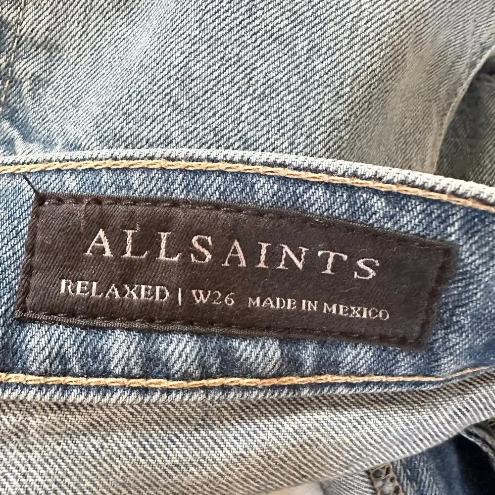 Allsaints Relaxed Fit Wide Leg Indigo Blue W063EB Denim Jeans Waist 26 W063EB - Picture 10 of 12